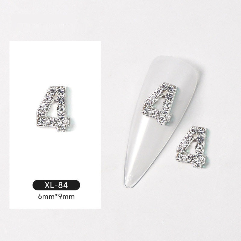 Silver Digital Sparkling Diamond Alloy Nail Decoration