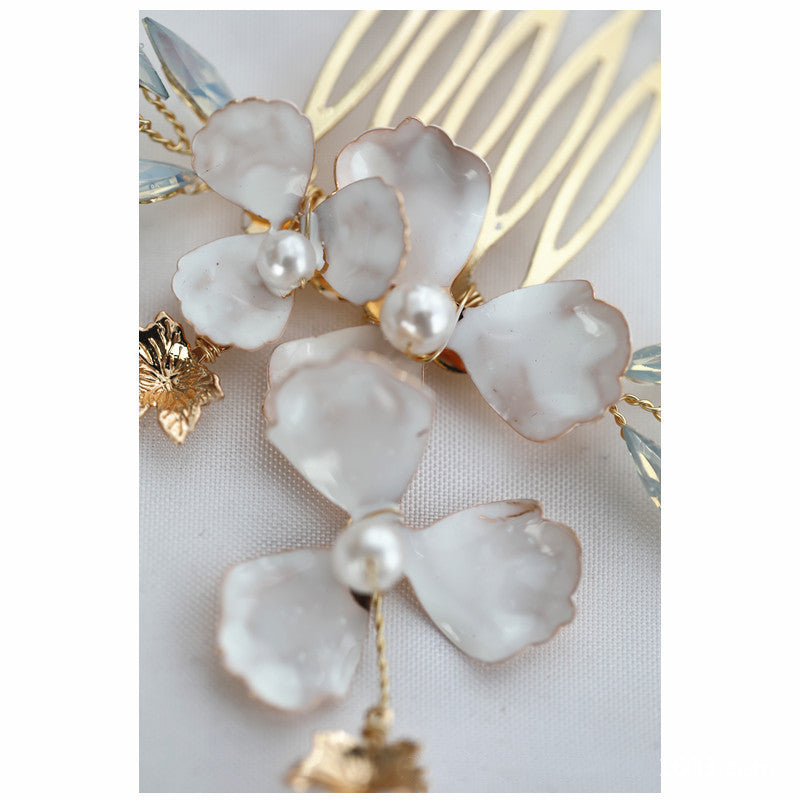 Bridal Hair Comb Protein Diamond White Flower