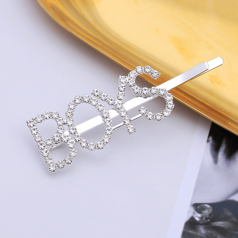 Letter Side Clip Bangs Rhinestone