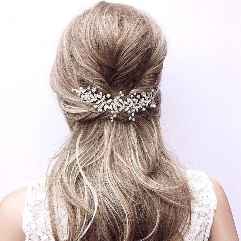 Silver Flower Headwear Insert Comb