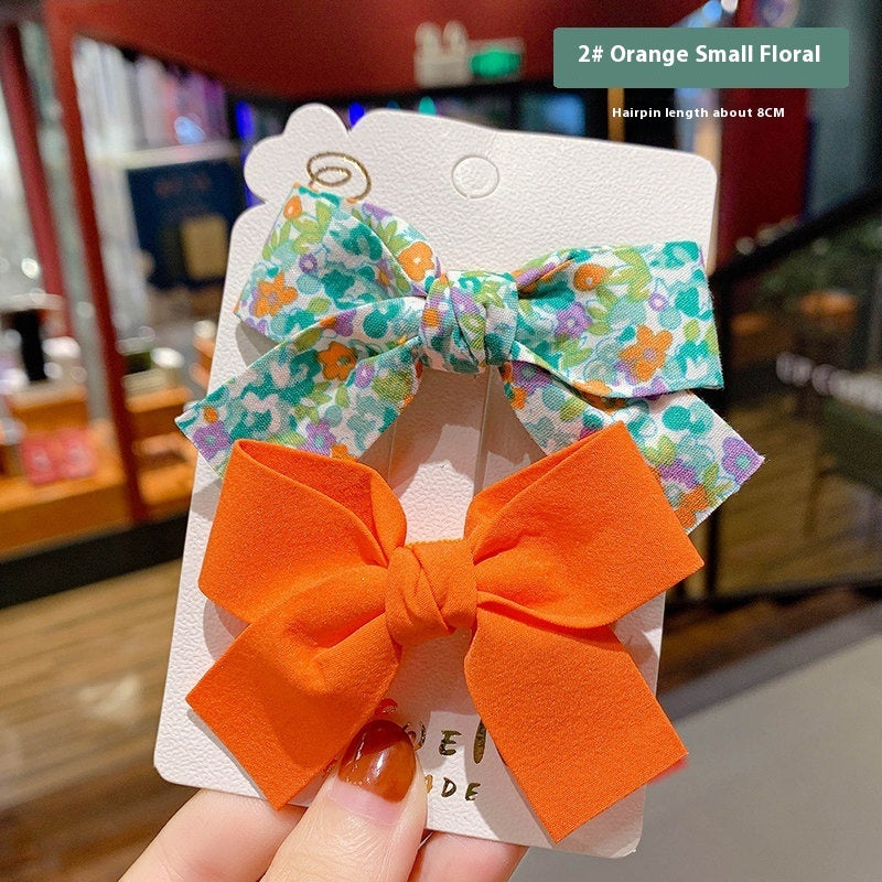 Girls' Bow Floral Fabric Barrettes