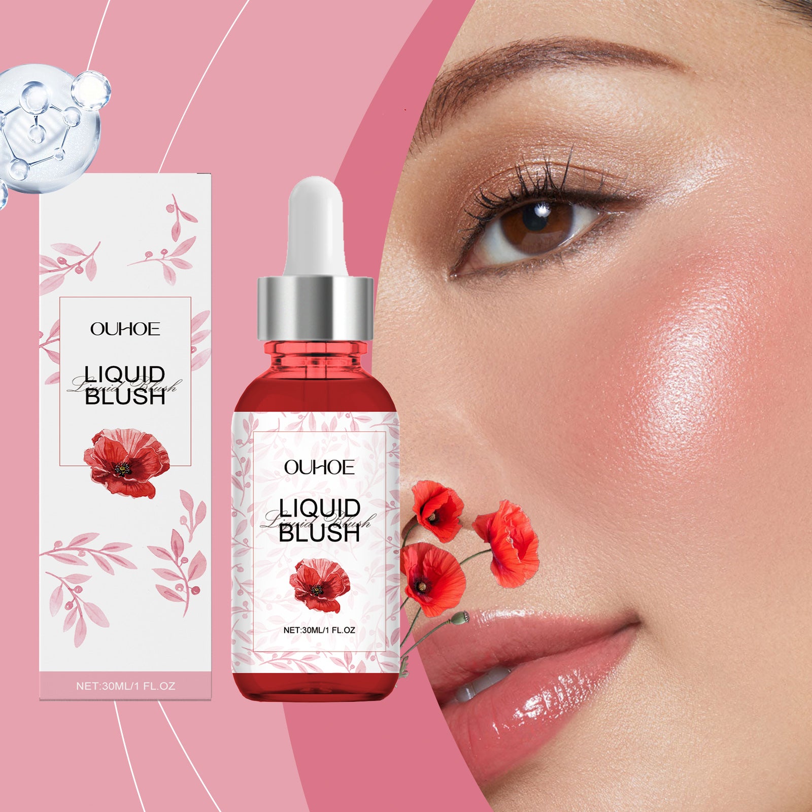 Ouhoe Blush Care Solution Facial Natural Rosy Color Rendering