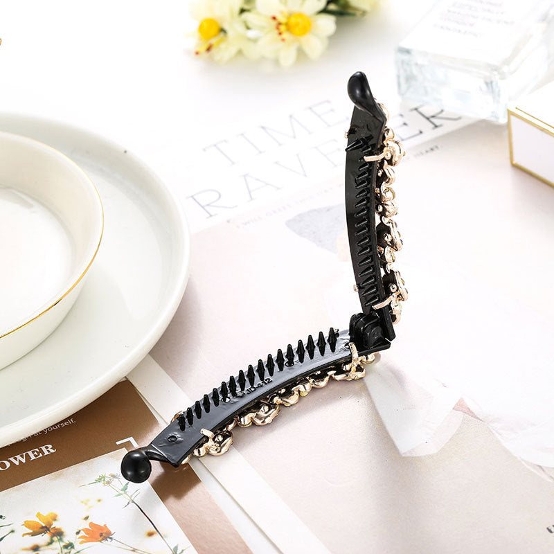 Women's Diamond Flower Banana Clip Fashion All-match Updo Ponytail Clip