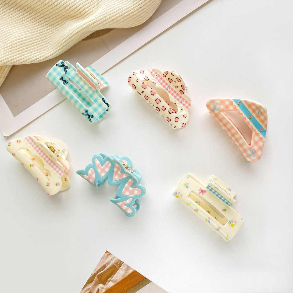 Hairpin Love Floral Plaid Bow Claw Clip