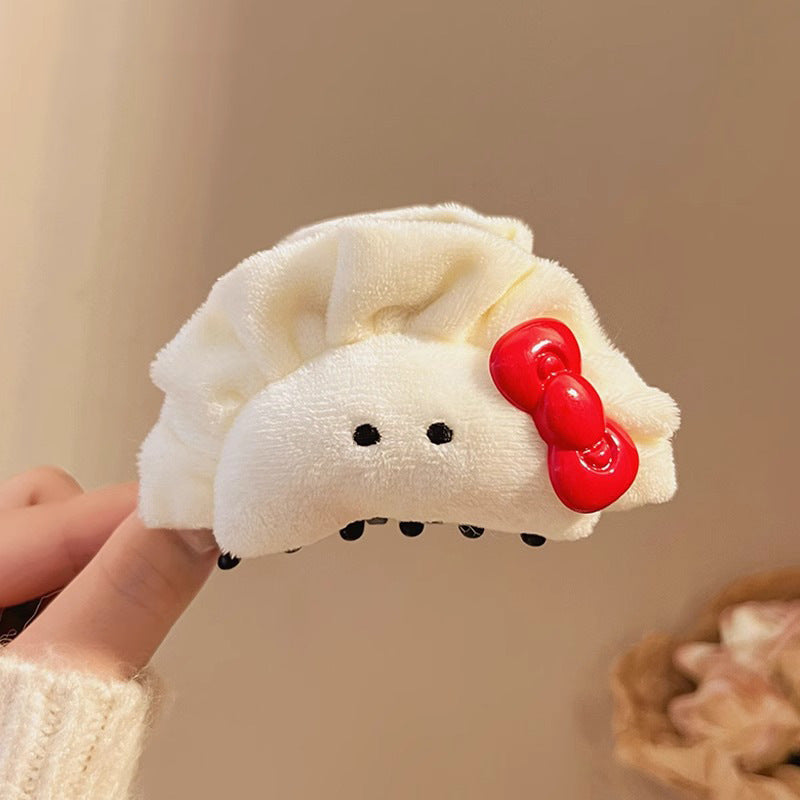 Cute Bowknot Plush Big Dumplings Grip Personality Barrettes Hair Accessories