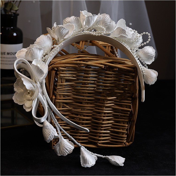 Handmade Satin Embossed Flower Hair Hoop