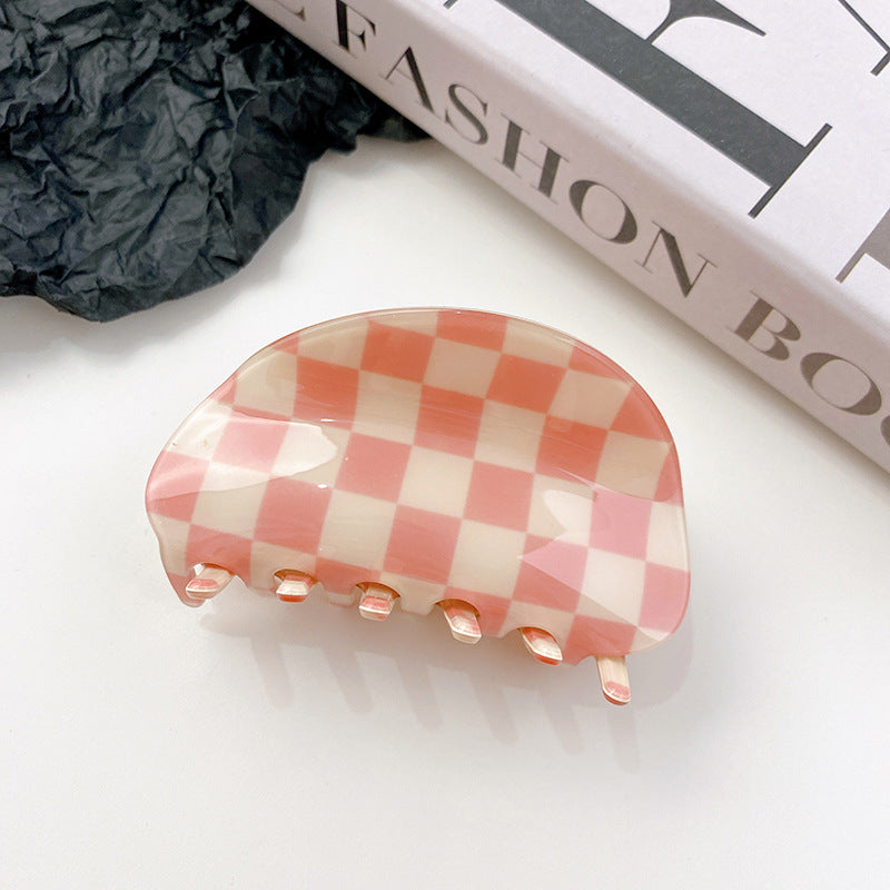 PVC Fashion Black And White Checkerboard Grip Clip Women