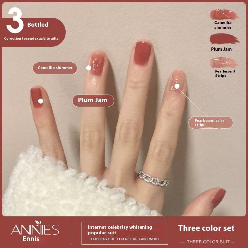 Annies Ennis Women's Three-color New Ice Jelly Nude Color Gel Nail Polish Suit