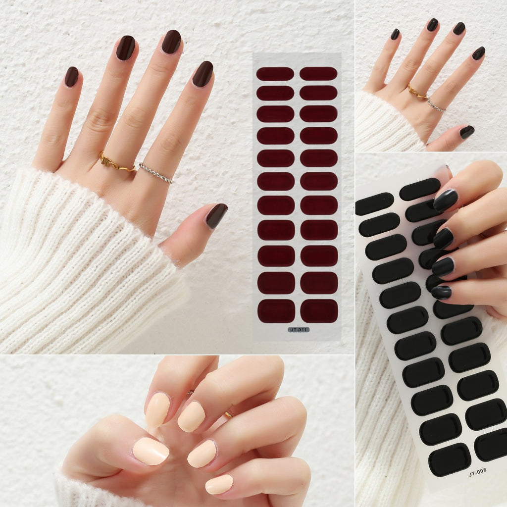 Foreign Trade Wholesale 22 Refers To Solid Color Semi-curing Gel Gel Nail Sticker Uv Phototherapy Semi-curing Nail Sticker Factory