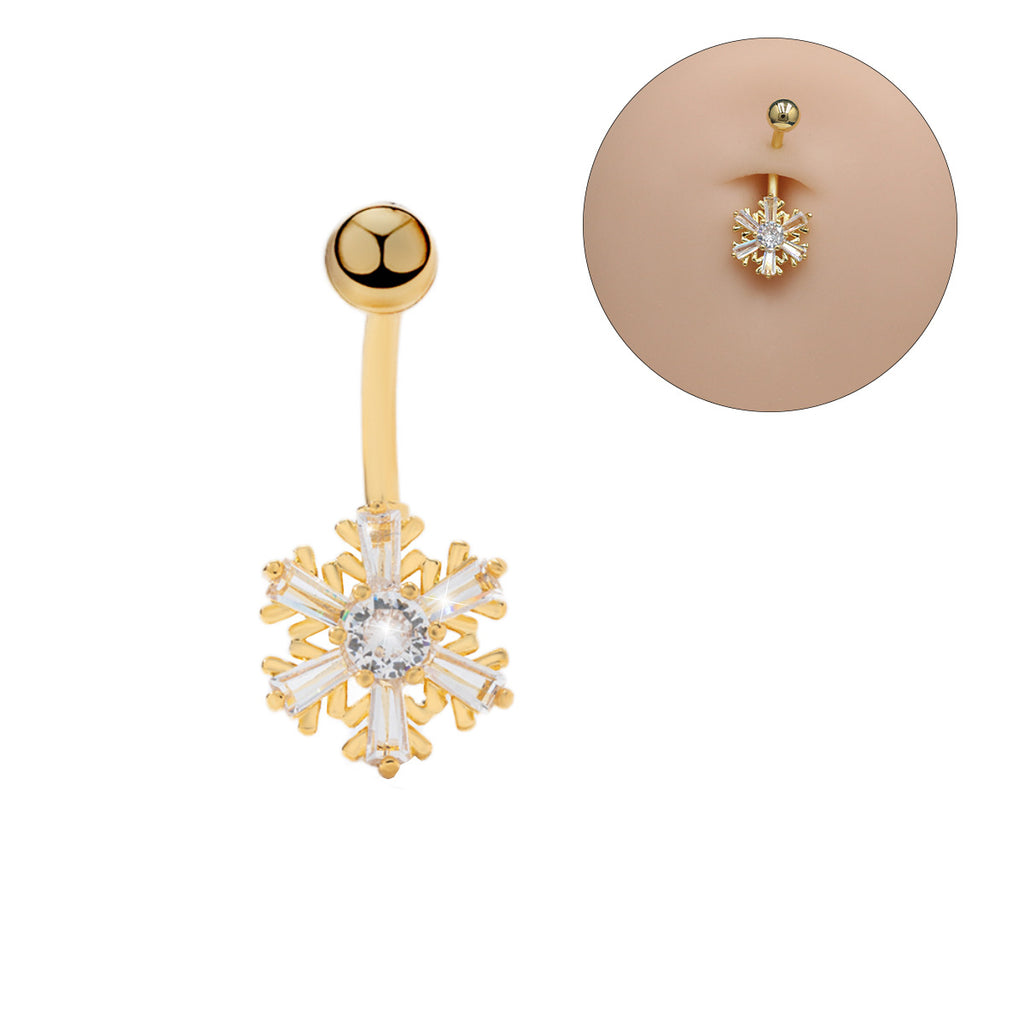 Nail Snowflake Zircon Navel Ring