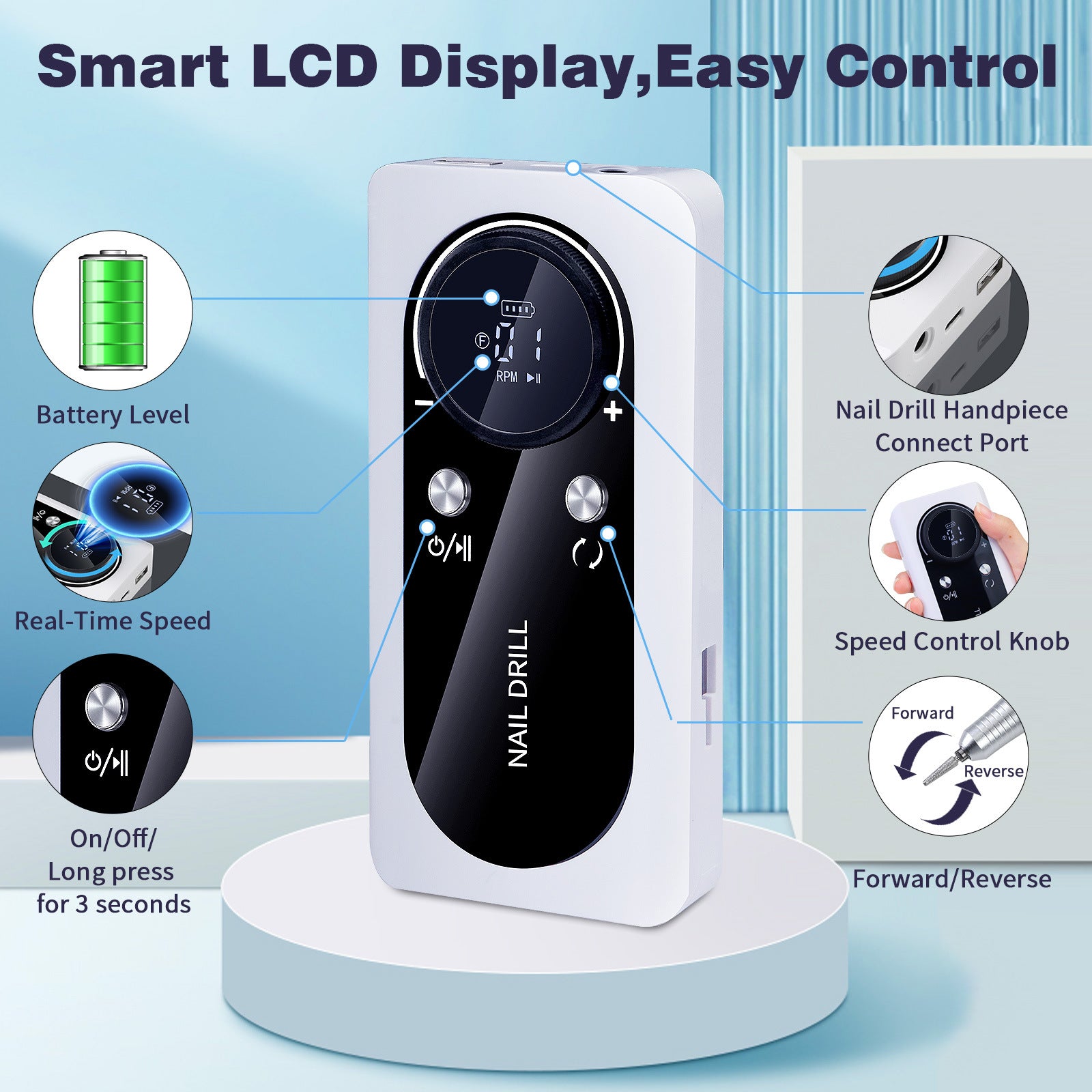 Professional Nail Beauty Polish Removing Grinding Machine Charging Portable