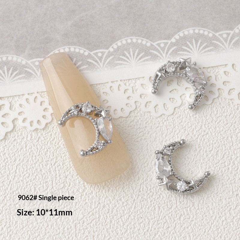 Silver Zircon Bow Nail Art Accessories