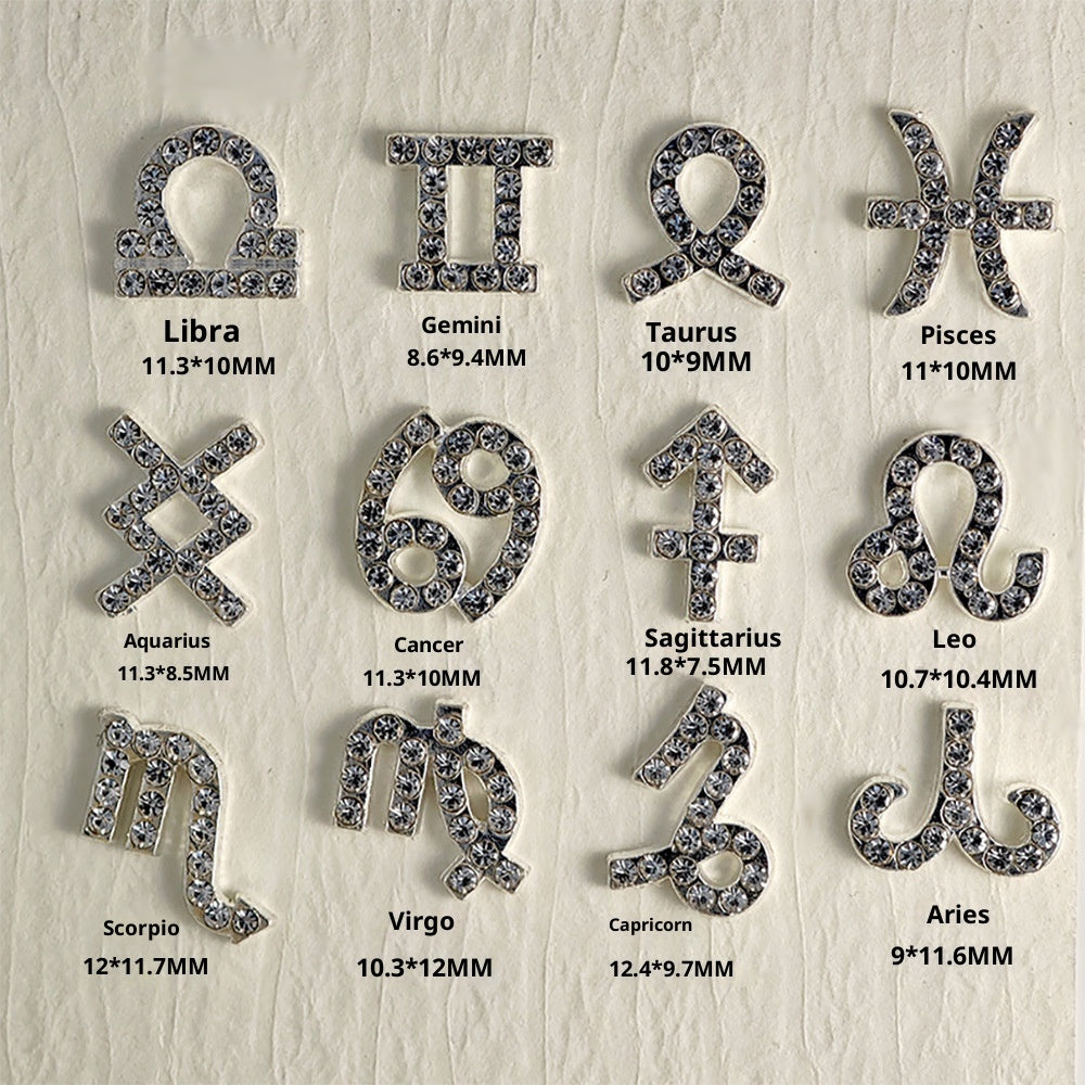 Twelve Zodiac Nail Art Accessories Alloy Inlaid Diamonds