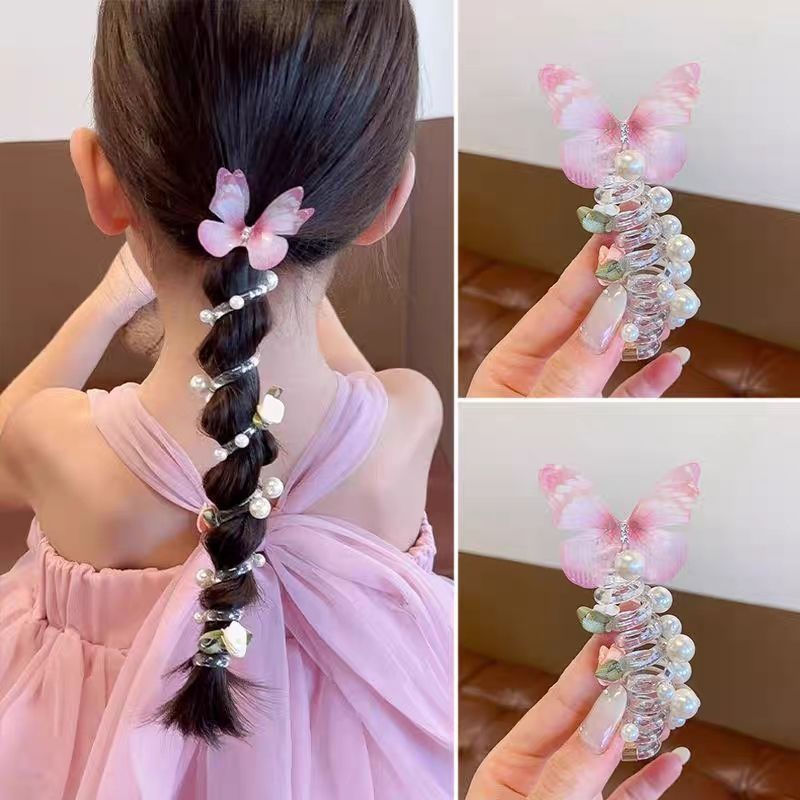 Children's Butterfly Pearl Phone Line Hair Ring Headdress