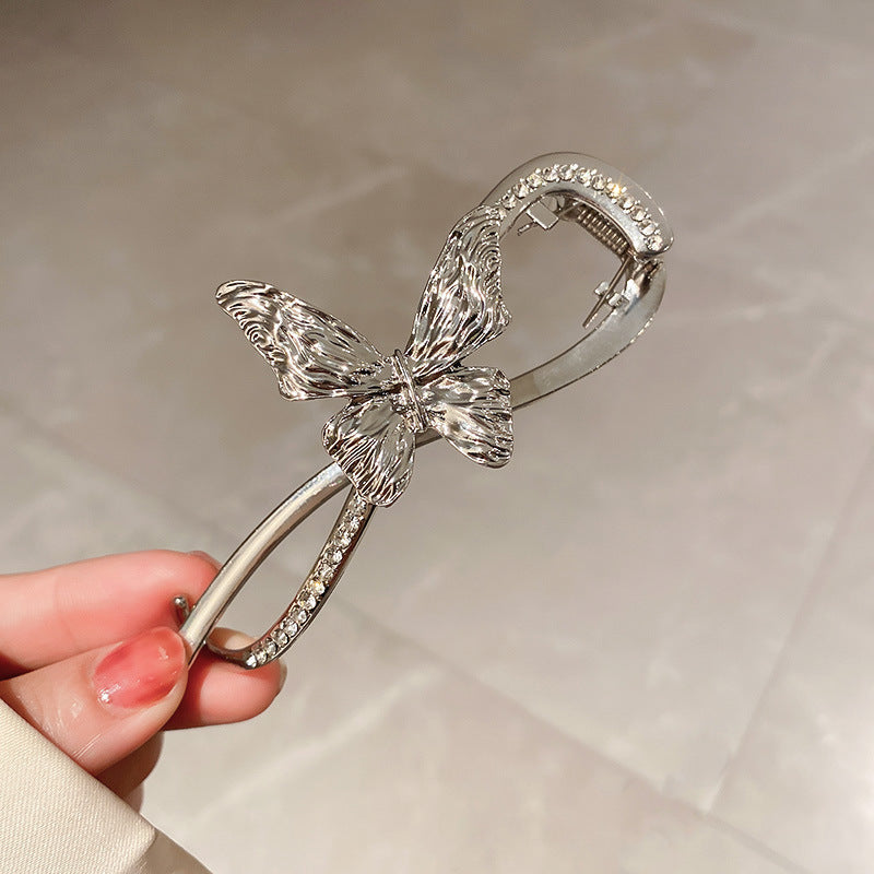 Frigid Wind Diamond-studded Pleated Butterfly 8-character Hairpin