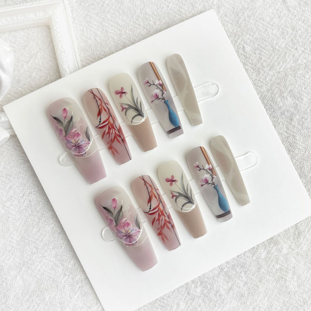 Press On Nails Ancient Chinese Style Sweet Cool Dark Wear Fake Nail Tip