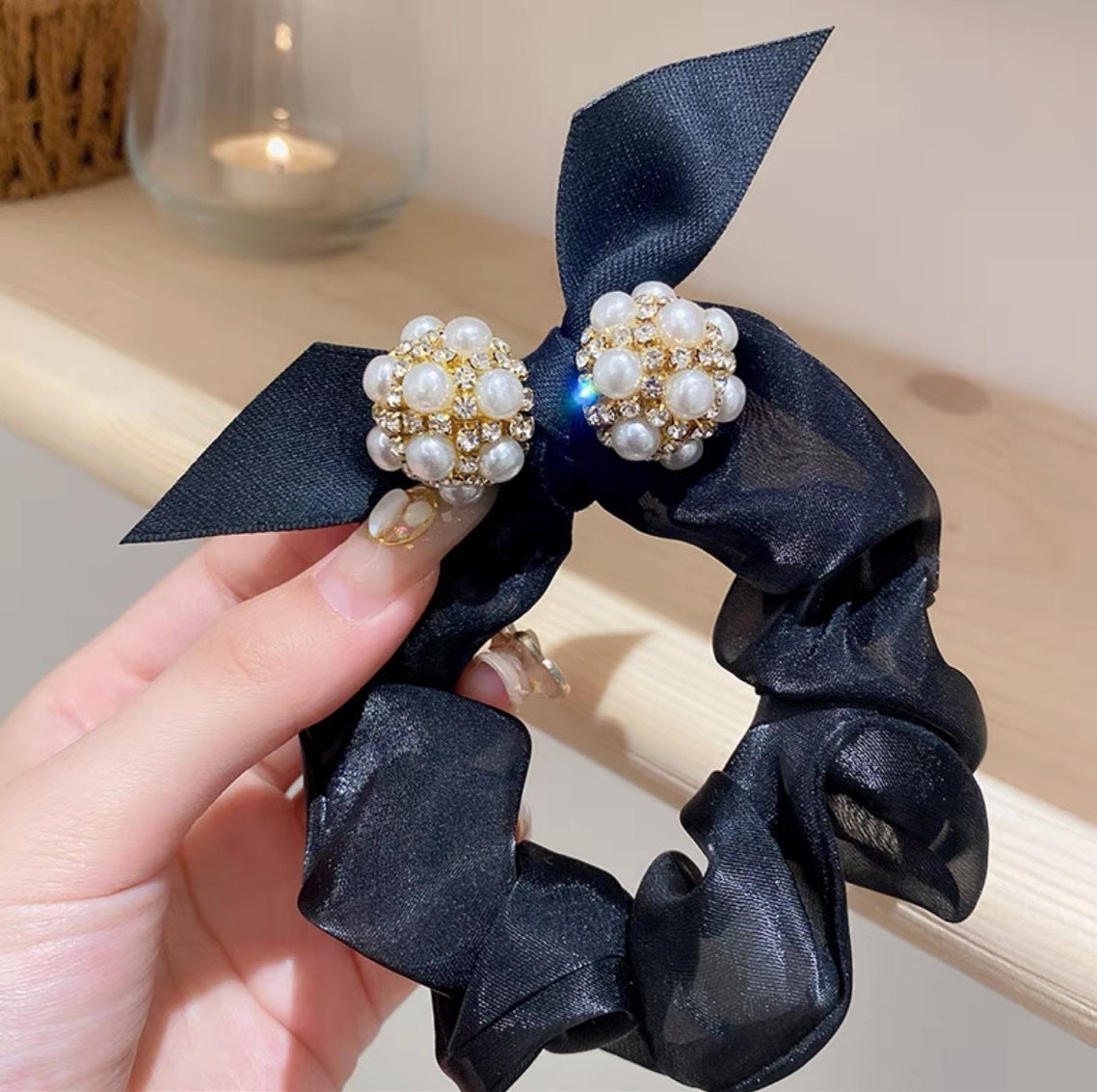 Beaded Rope Bowknot Rubber Band Large Intestine Ring
