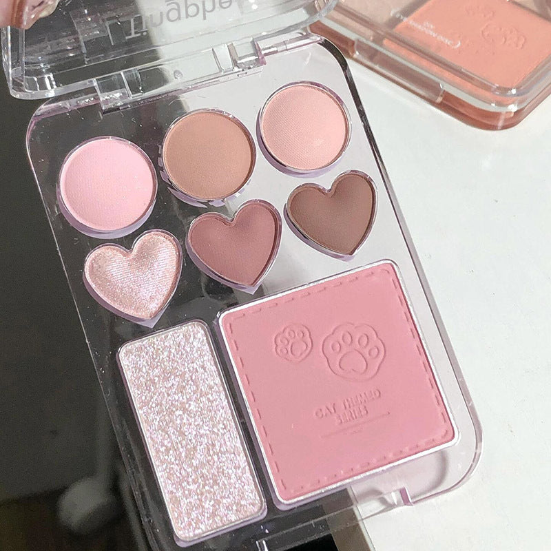 Tingphe Heart Eye Shadow Plate Beads Matte Blush Highlight Integrated