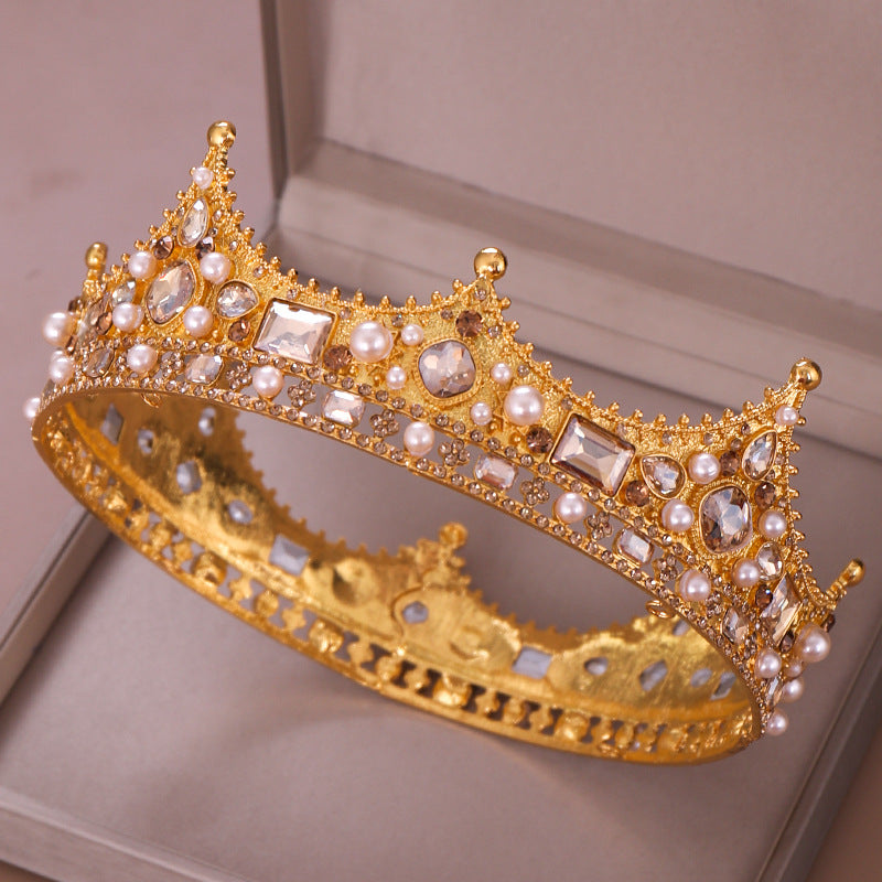 Women's Full Circle Rhinestone Pearl Crown Headband
