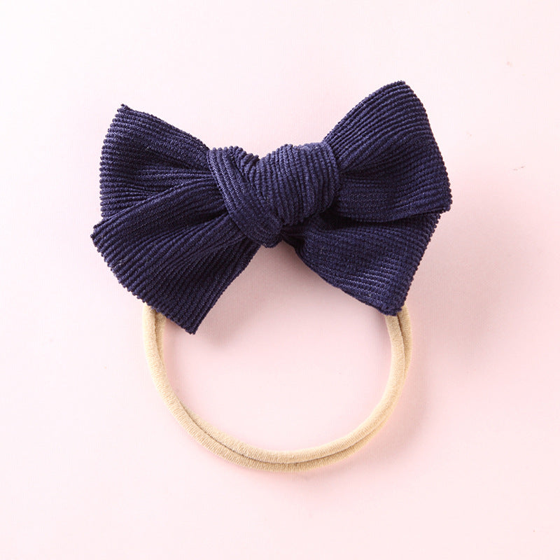 Elastic Nylon Hair Rope 17 Colors Corduroy Bow Baby Hair Tie