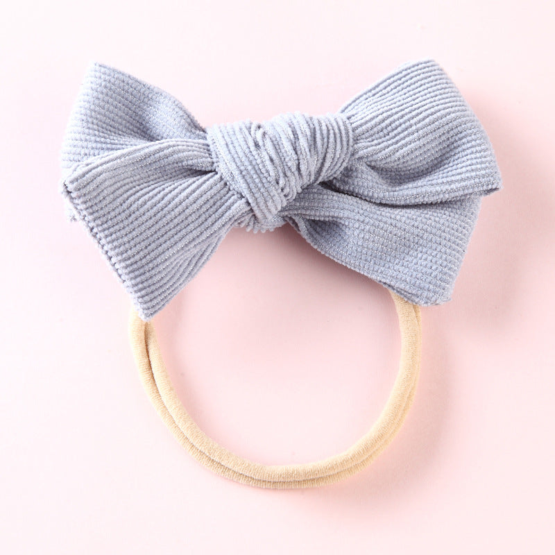 Elastic Nylon Hair Rope 17 Colors Corduroy Bow Baby Hair Tie
