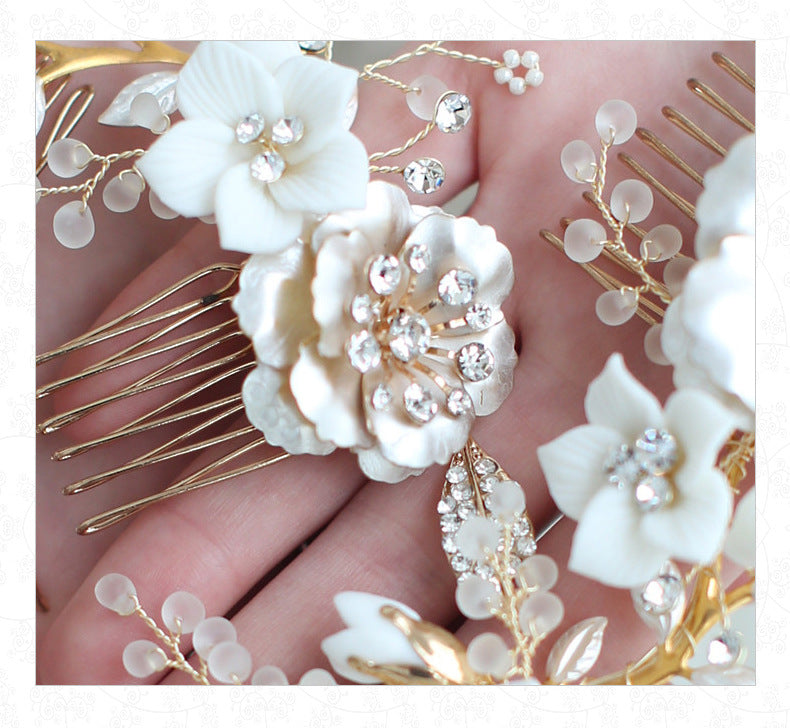 Bridal Tiara Handmade Ceramic Hair Comb Set