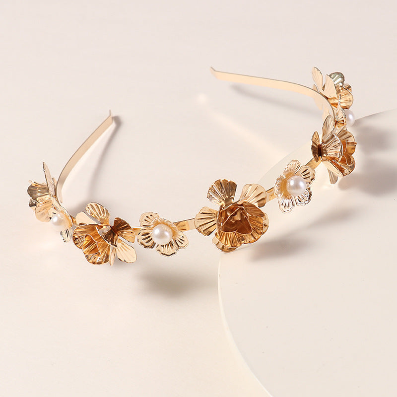 Retro Style Golden Leaf Headband Simple