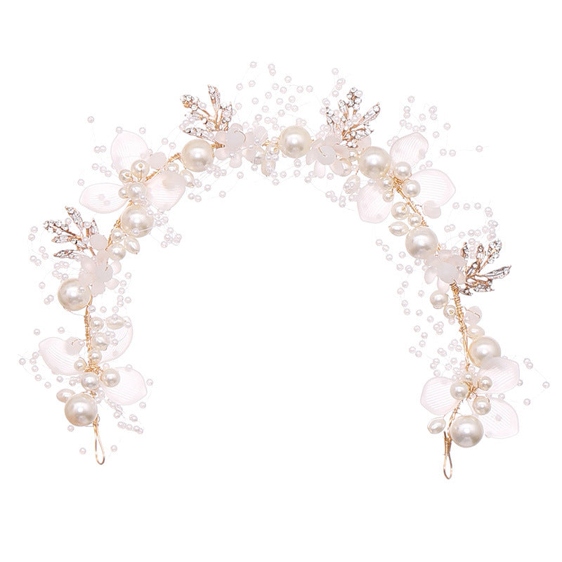 Children's Fashion Pearl Flower Golden Leaf Headdress
