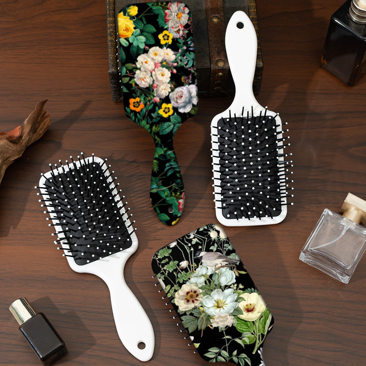 In Stock Supply Best-seller On Douyin For Women Only Comb Big Flower Print Air Cushion Comb Shunfa Massage Comb