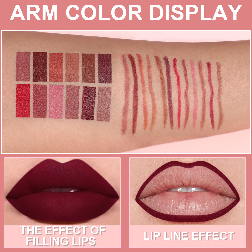 DUNUF 6-Piece Lip Liner Set Easy To Apply Velvet Finish