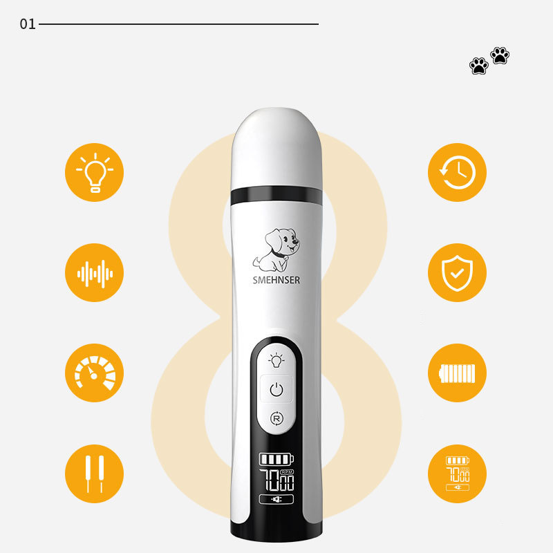 Smehnser Pet Sharpener High Power LED Double Lamp Blood Line Electric Charging Nail Clippers
