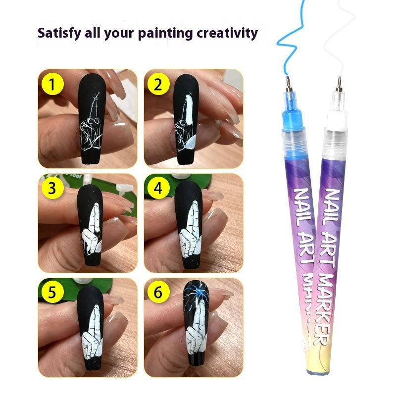 Nails Art Marker Graffiti Pen 12 Colors Acrylic Paint Painted