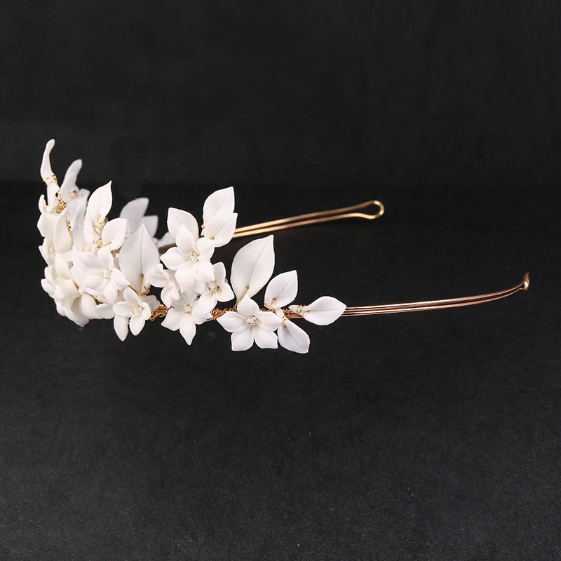 White Leaf Ceramic Flower Hair Decoration