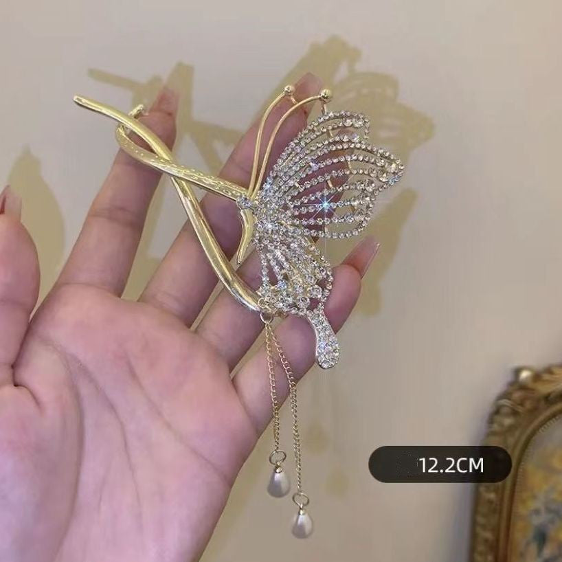 Zinc Alloy Zircon Hair Accessories Dream Butterfly Tassel