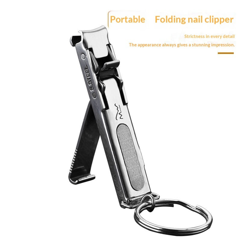 Stainless Steel Folding Nail Clippers With Keychain