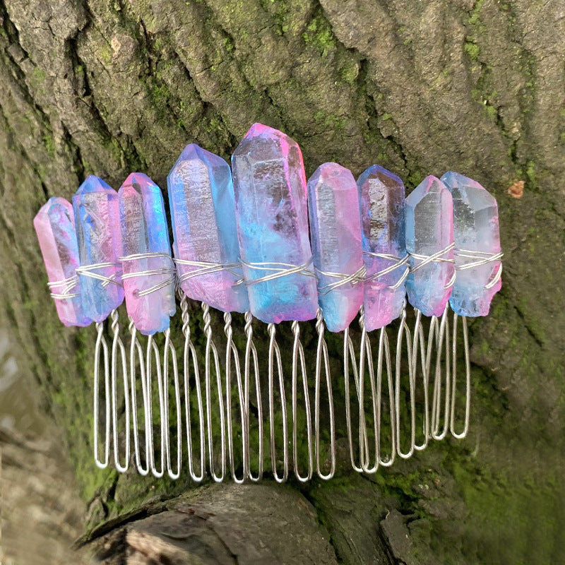Natural Crystal Bridal Silver Line 20-tooth Hair Comb