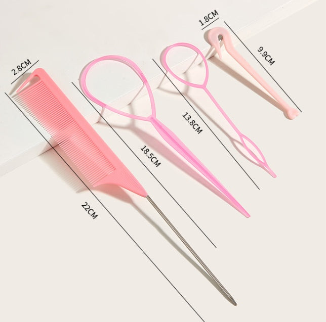Hair Braiding Tools Comb Set Hairdressing Tress Device Hair Puller Pin Four-piece Set Household Modeling Tail Comb New
