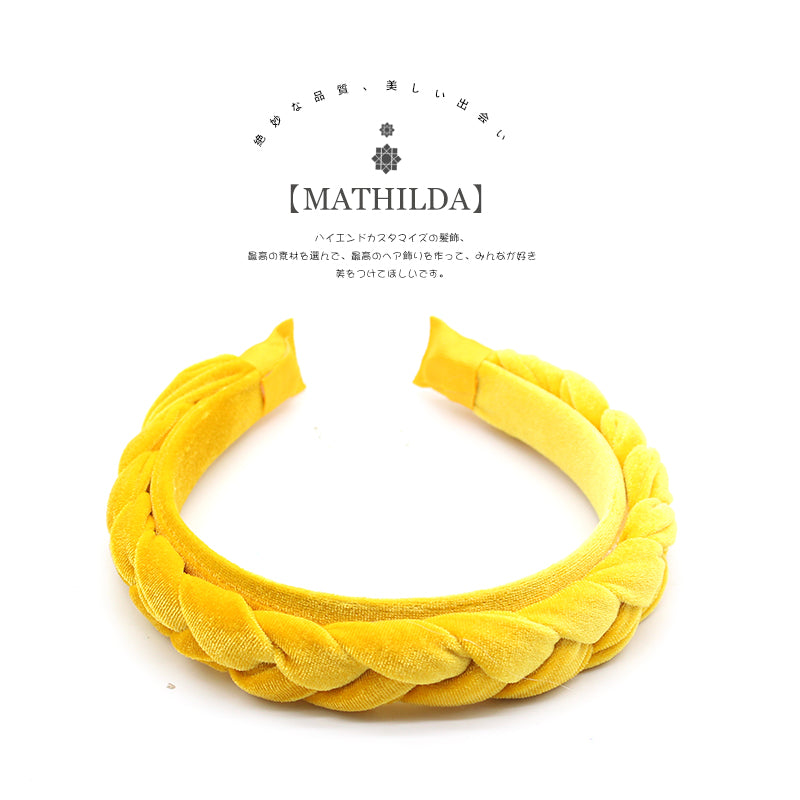 Vintage Solid Gold Velvet Braided Twist Embossed Headband