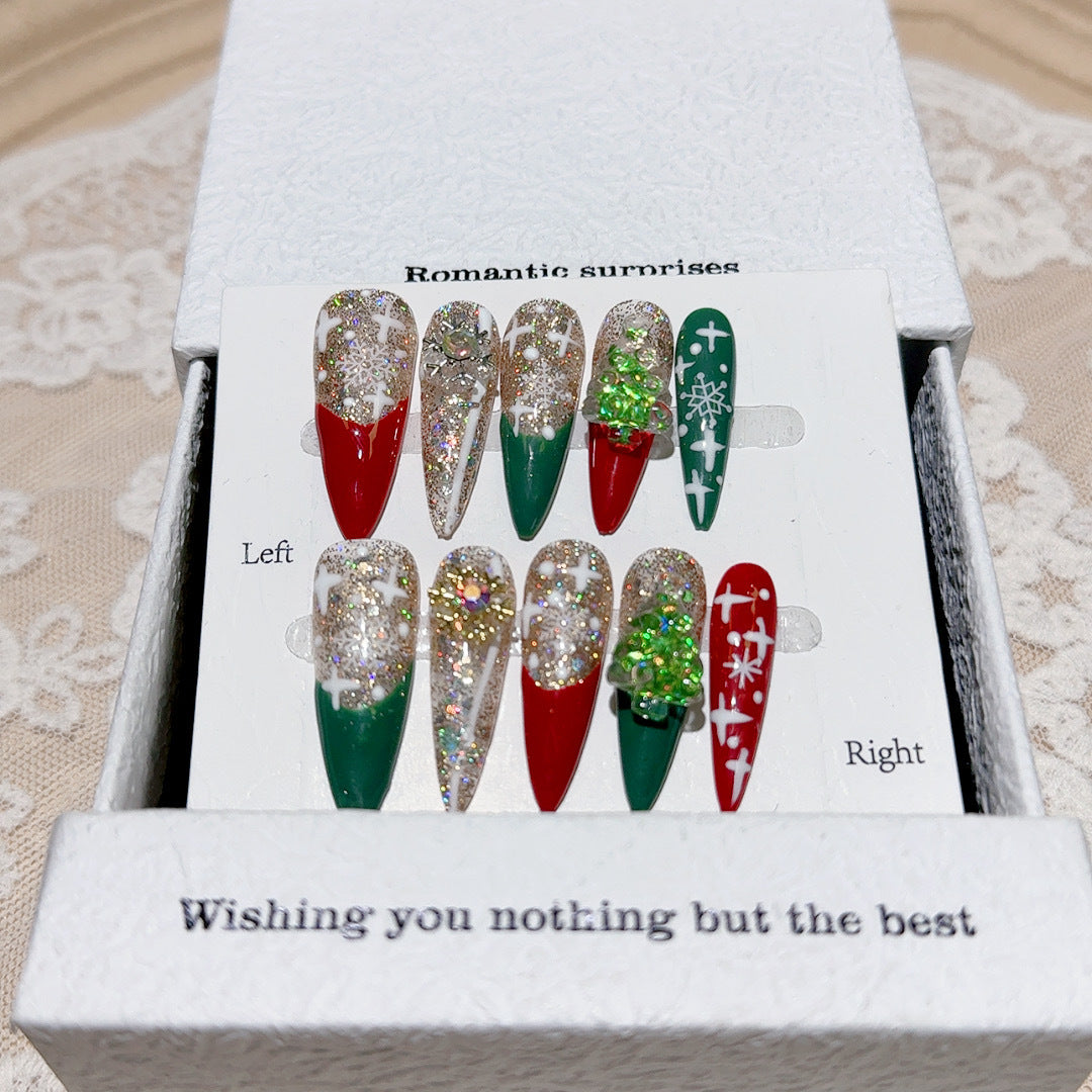 Romantic Surprises Handmade Christmas Series Wear Nail Detachable Nail Beauty