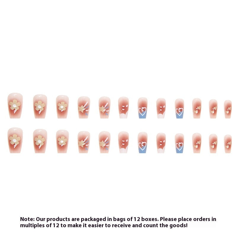 Female Versatile Mid-length Blush Fake Nail Patch