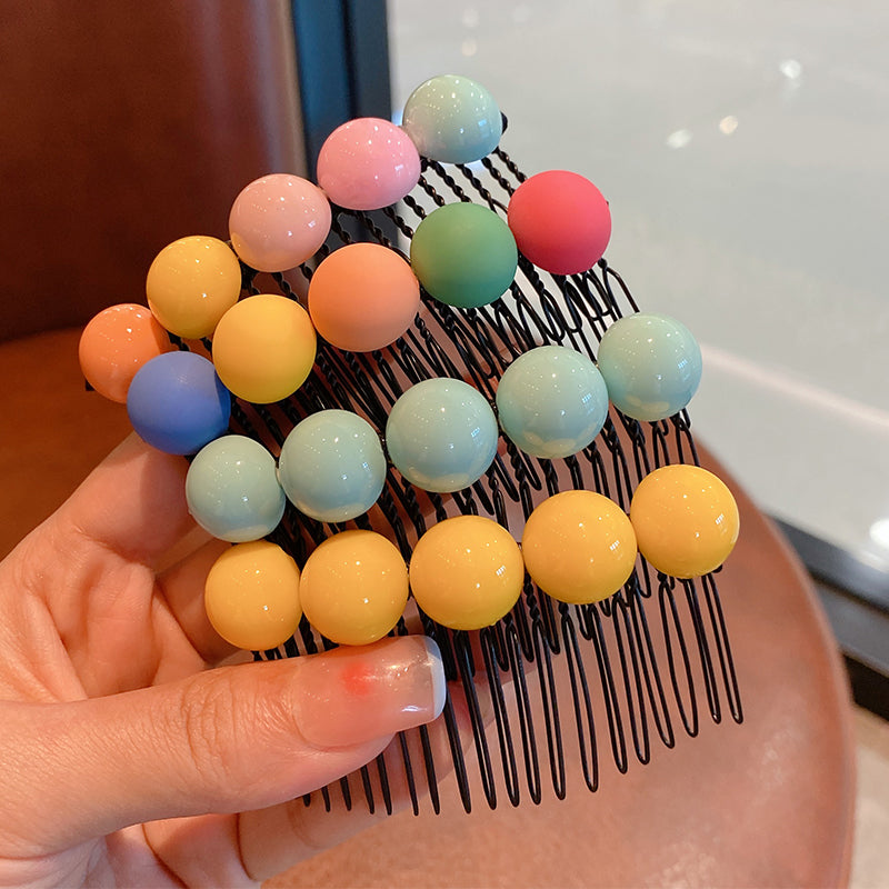 Summer Women's Candy Color Round Bean Hair Comb Organizer