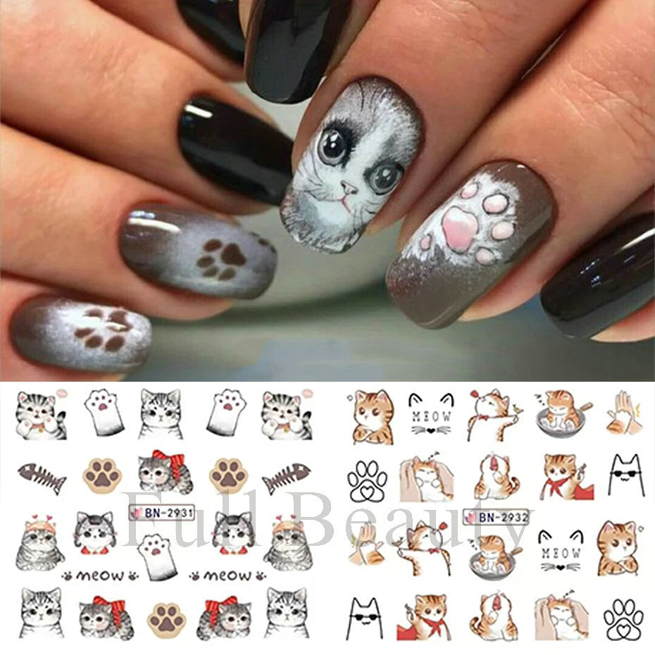 Cartoon Animal Nail Beauty Water Printing Stickers
