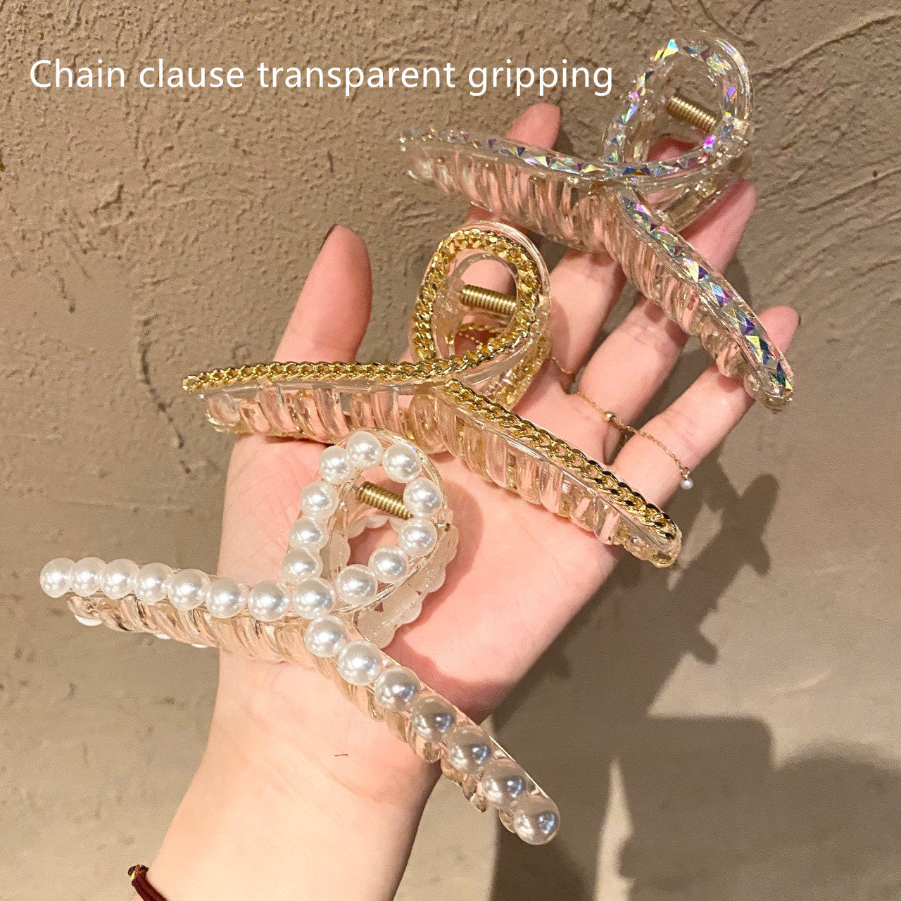 Crystal Pearl Chain Clip Top Clip Bangs Clip