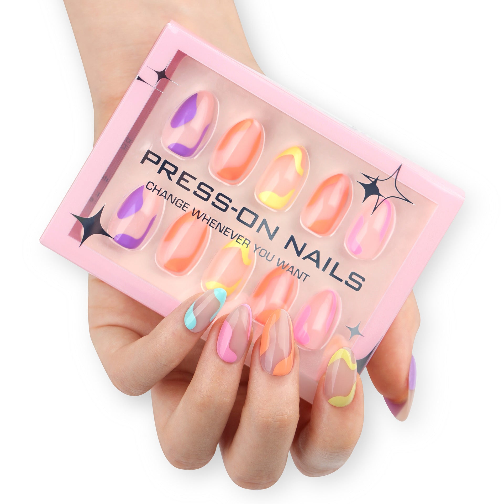 Press On Nails High-grade Contrast Color Colorful Nail Wear Short