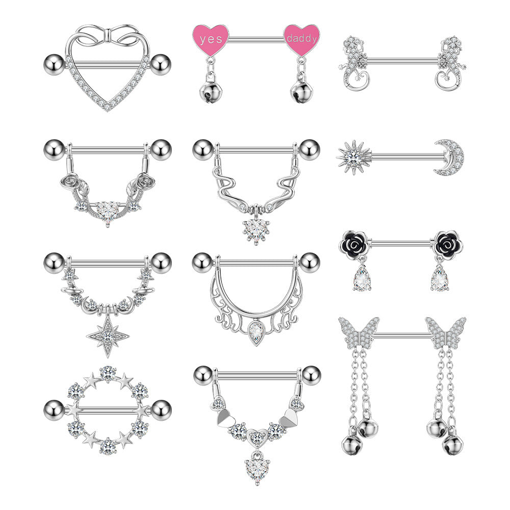 Fashion Zircon Adhesive Nail Piercing Jewelry
