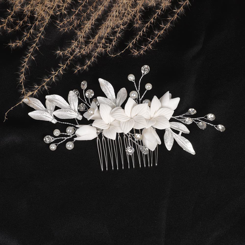 Alloy Leaf Shape Hair Comb Side Comb