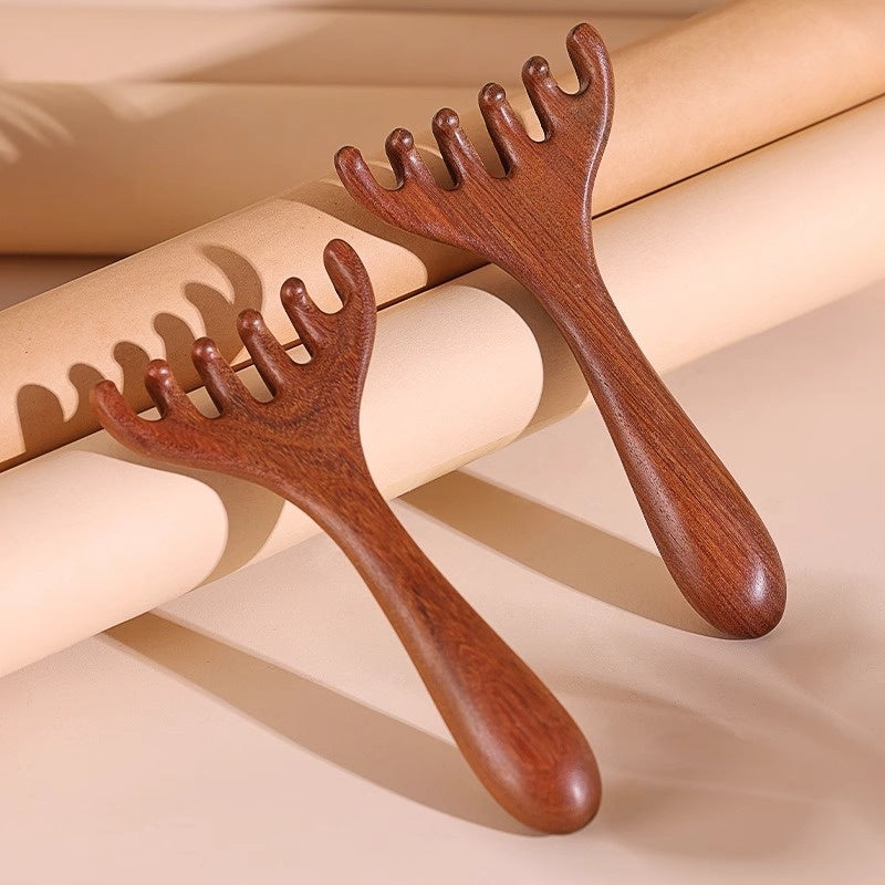 Gold Sandalwood Head Massage Comb Meridian Brush