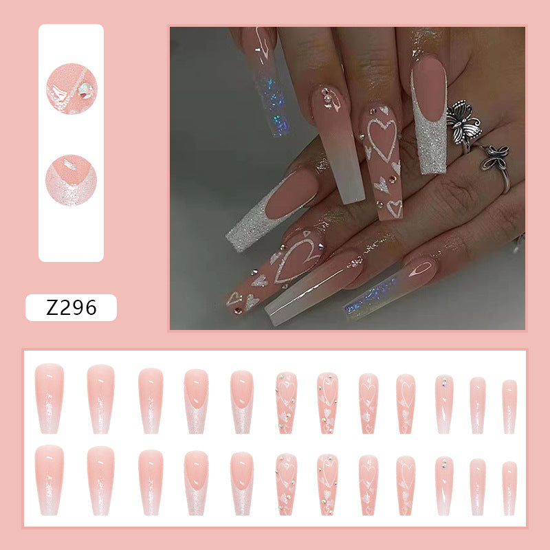 Long Ballet Nail Love Diamond In The Debris 24 Pieces Gradient Nail Stickers