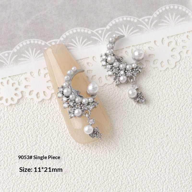 Silver Zircon Bow Nail Art Accessories
