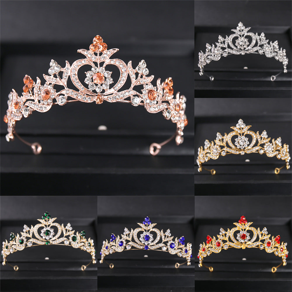 Baroque Bridal European And American Pearl Hair Accessories Alloy Rhinestone Crown